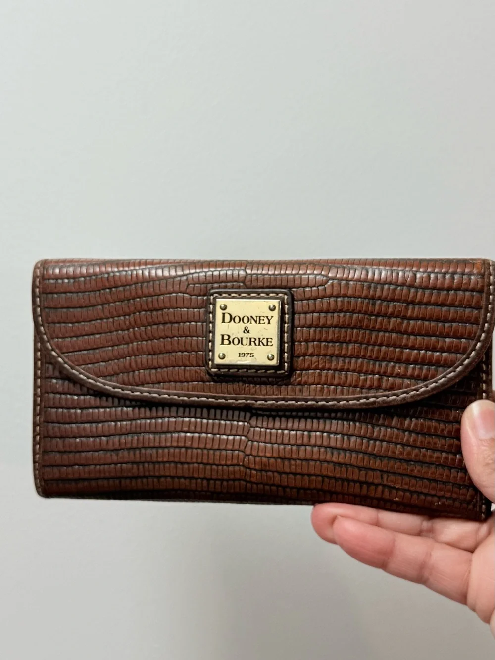 Dooney & Bourke Brown Lizard-Embossed Leather Wallet